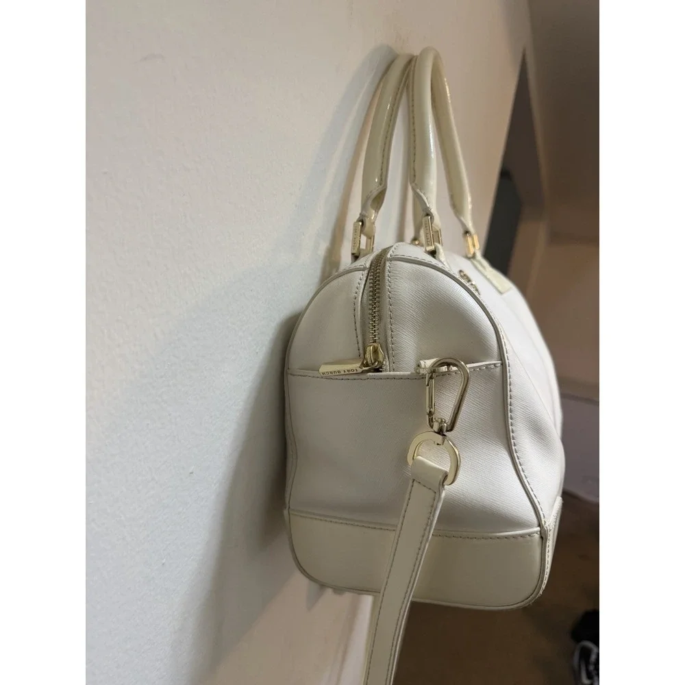 TORY BURCH 2way Logo Hand Tote Bag Women Ivory off white With Strap
